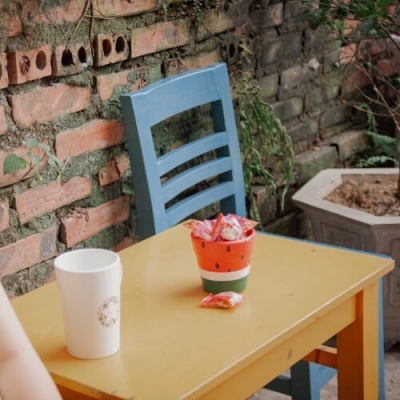 Chậu đất nung họa tiết dưa hấu