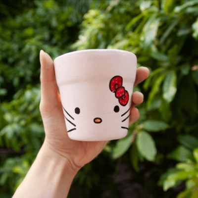 Chậu đất nung họa tiết mèo
