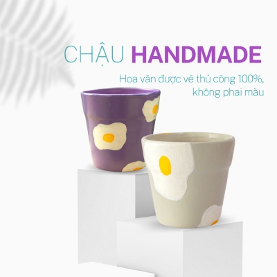 Chậu trồng cây trứng ốp 2 màu